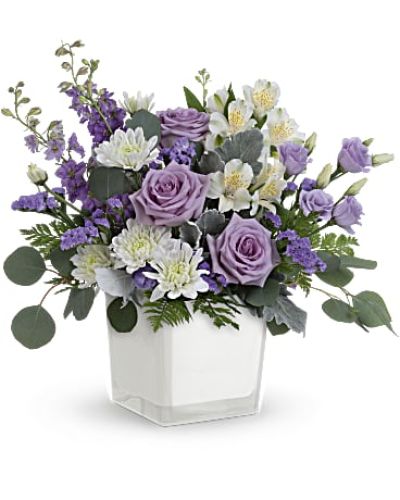 <div id="mark-3" class="m-pdp-tabs-marketing-description">
<div id="mark-3" class="m-pdp-tabs-marketing-description">
<div id="mark-3" class="m-pdp-tabs-marketing-description">Loveliest lavender! Make any day feel extra special with the soft purple hues of this luxurious rose bouquet, presented in a soft white glass cube.</div>
&nbsp;
<div id="desc-3">Lavender roses, white alstroemeria, lavender lisianthus, lavender larkspur, white cushion spray chrysanthemums and lavender sinuata statice are arranged with dusty miller, leatherleaf fern and silver dollar eucalyptus.</div>
</div>
</div>